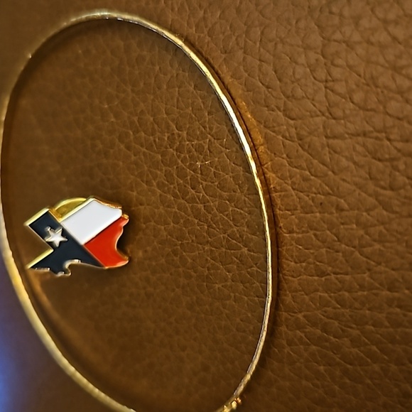 Dainty Hammered Thin Texas State Bracelet and Lapel Pin - Picture 4 of 5